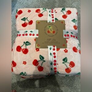 Cherry Print Plush Blanket